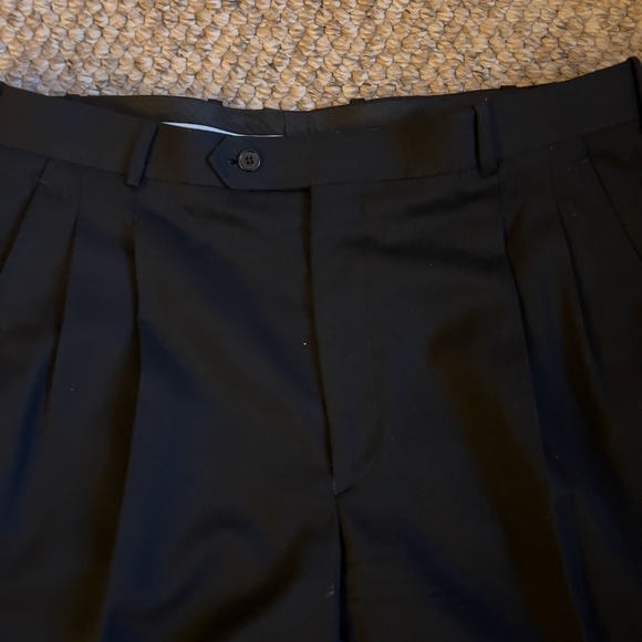 Rafael Mens Classic Fit Solid Black Flat Wool Dress Pants - Picture 3 of 7